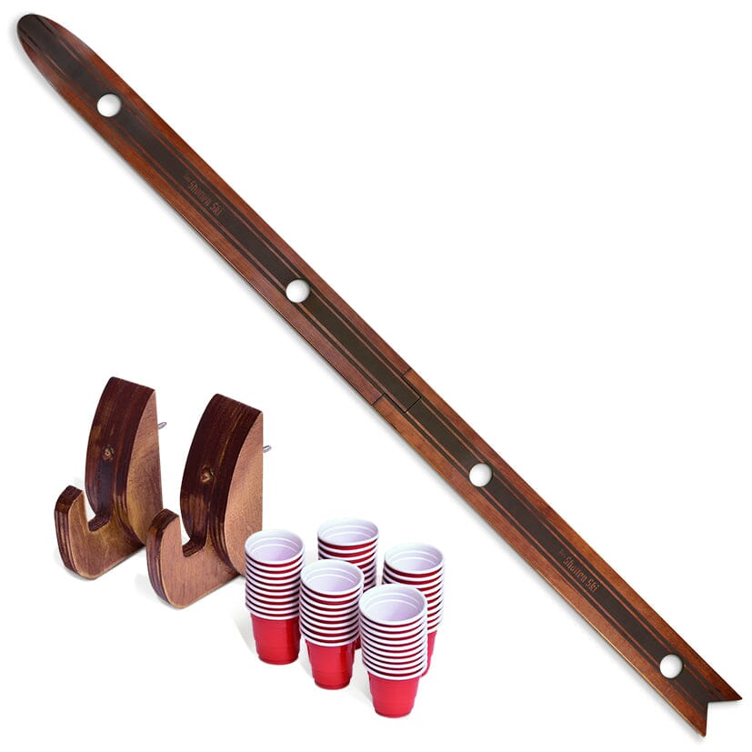 a wooden handle with two cups and a wooden handle