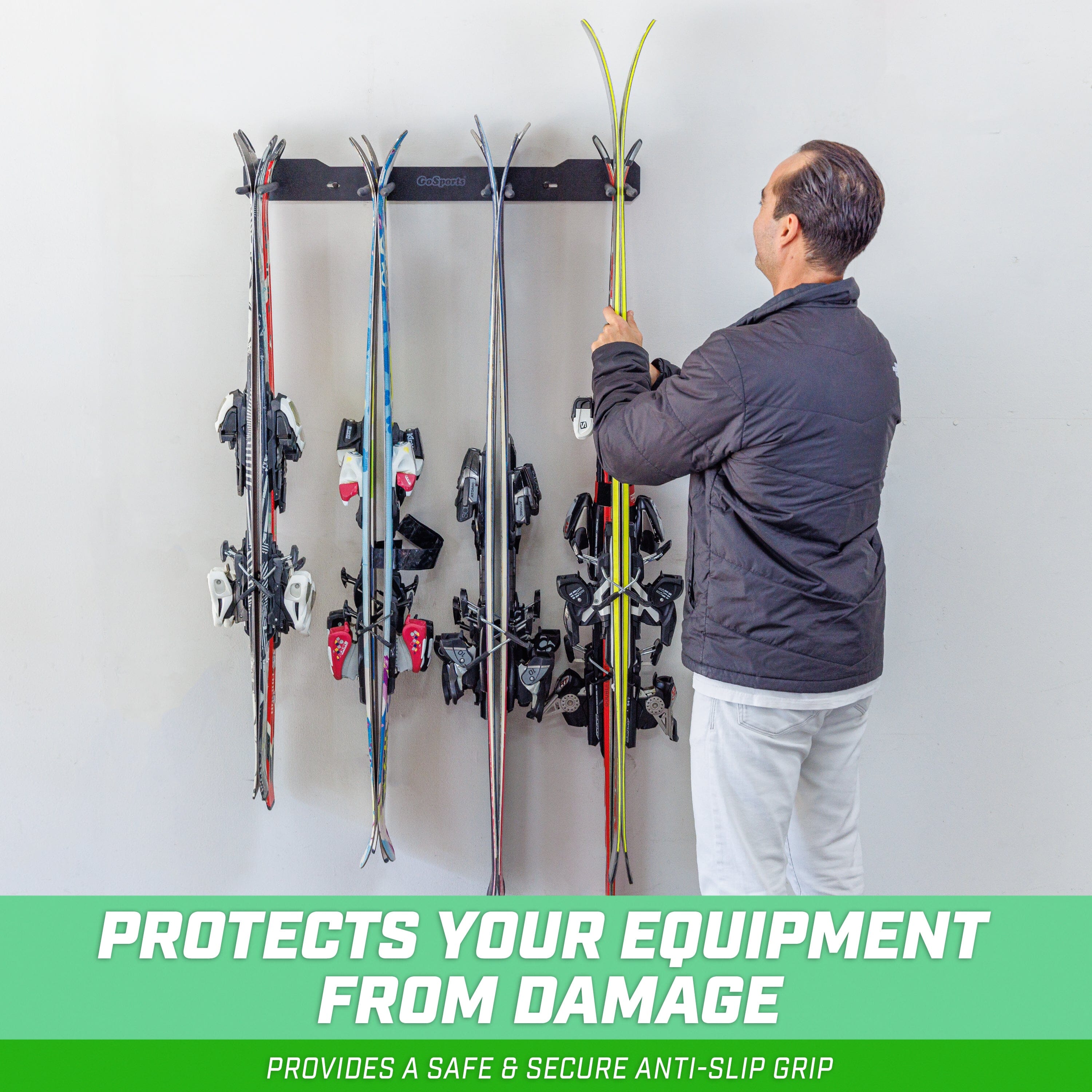 a man is fixing a ski rack