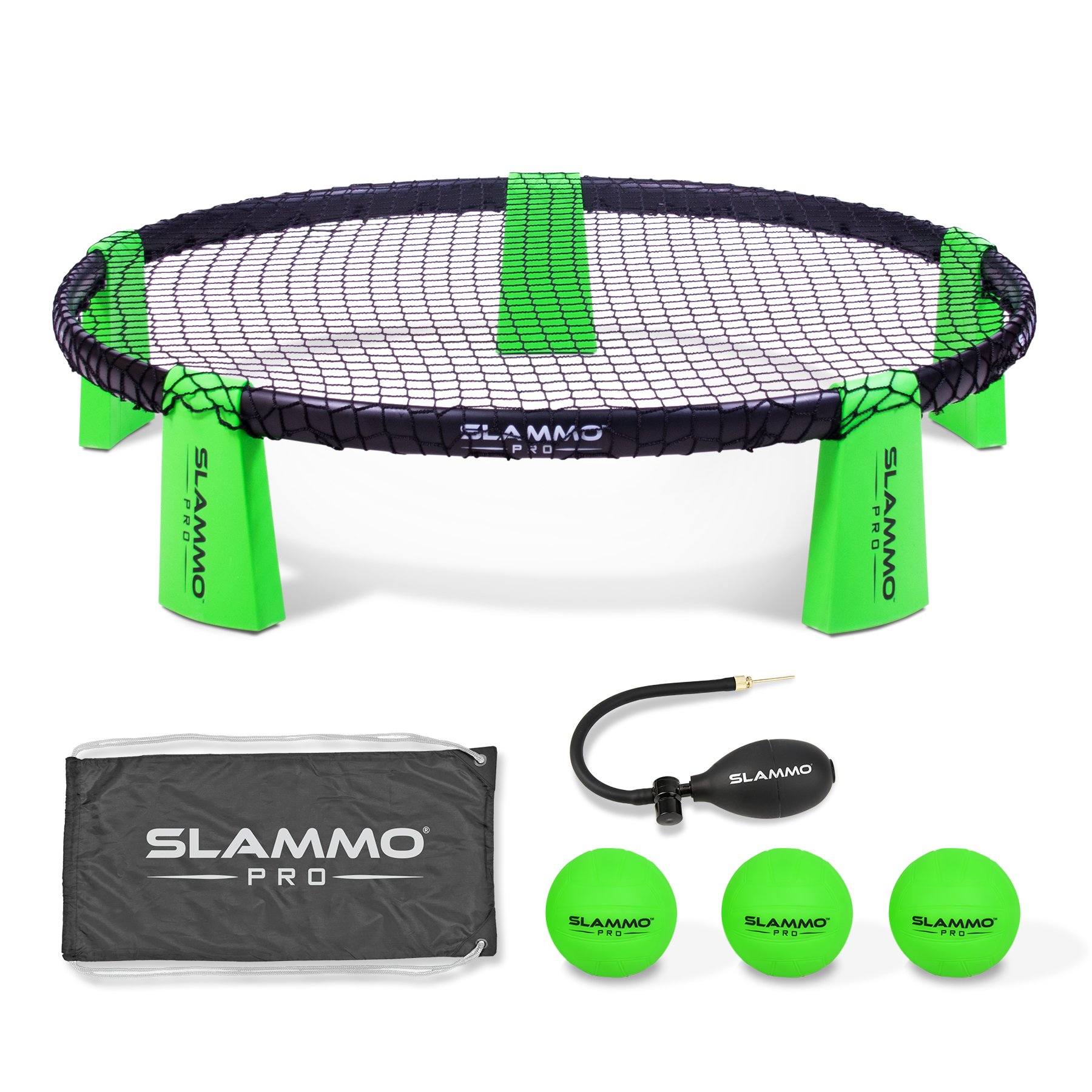 three green balls air pump slammo xl bag and net