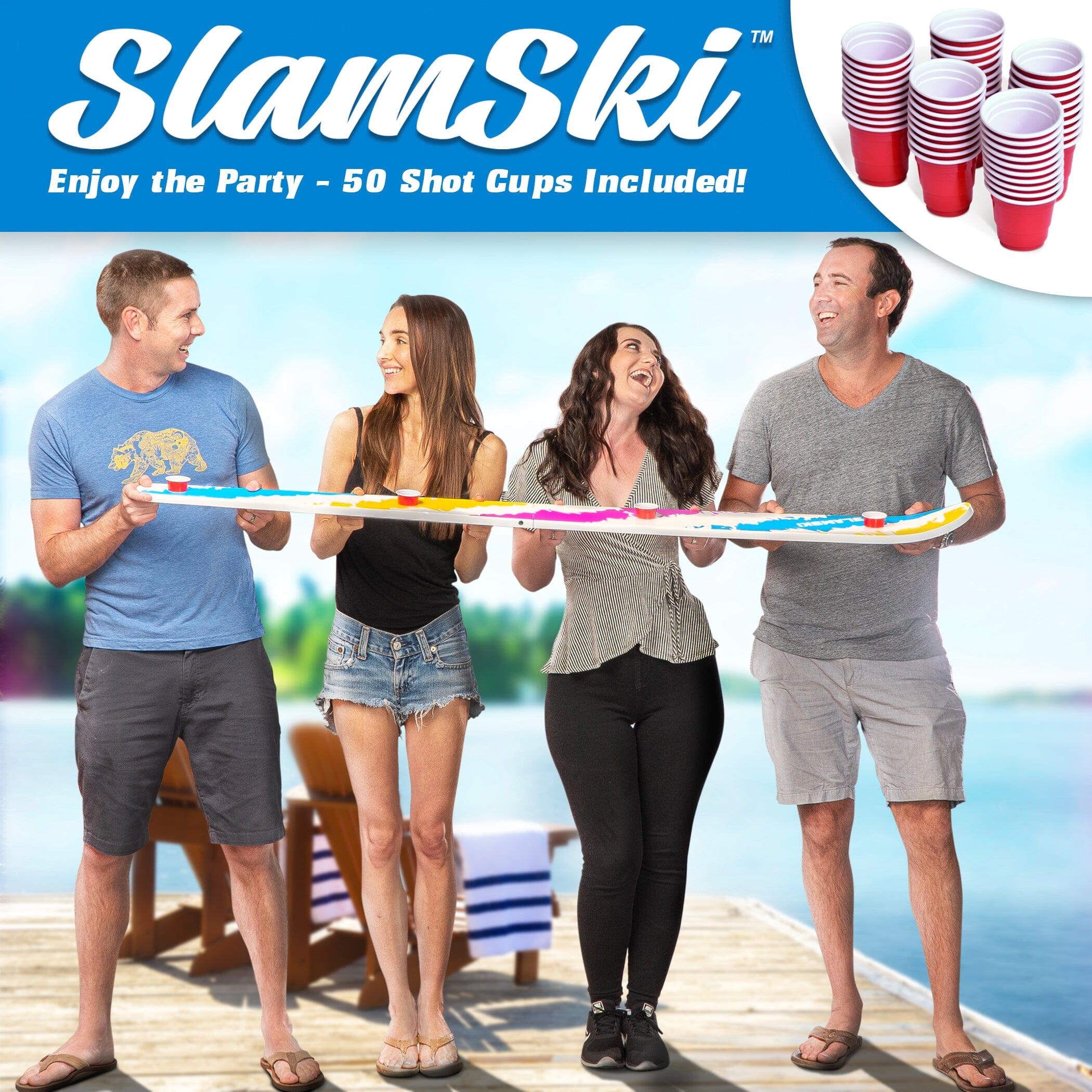 a group of people standing on a dock