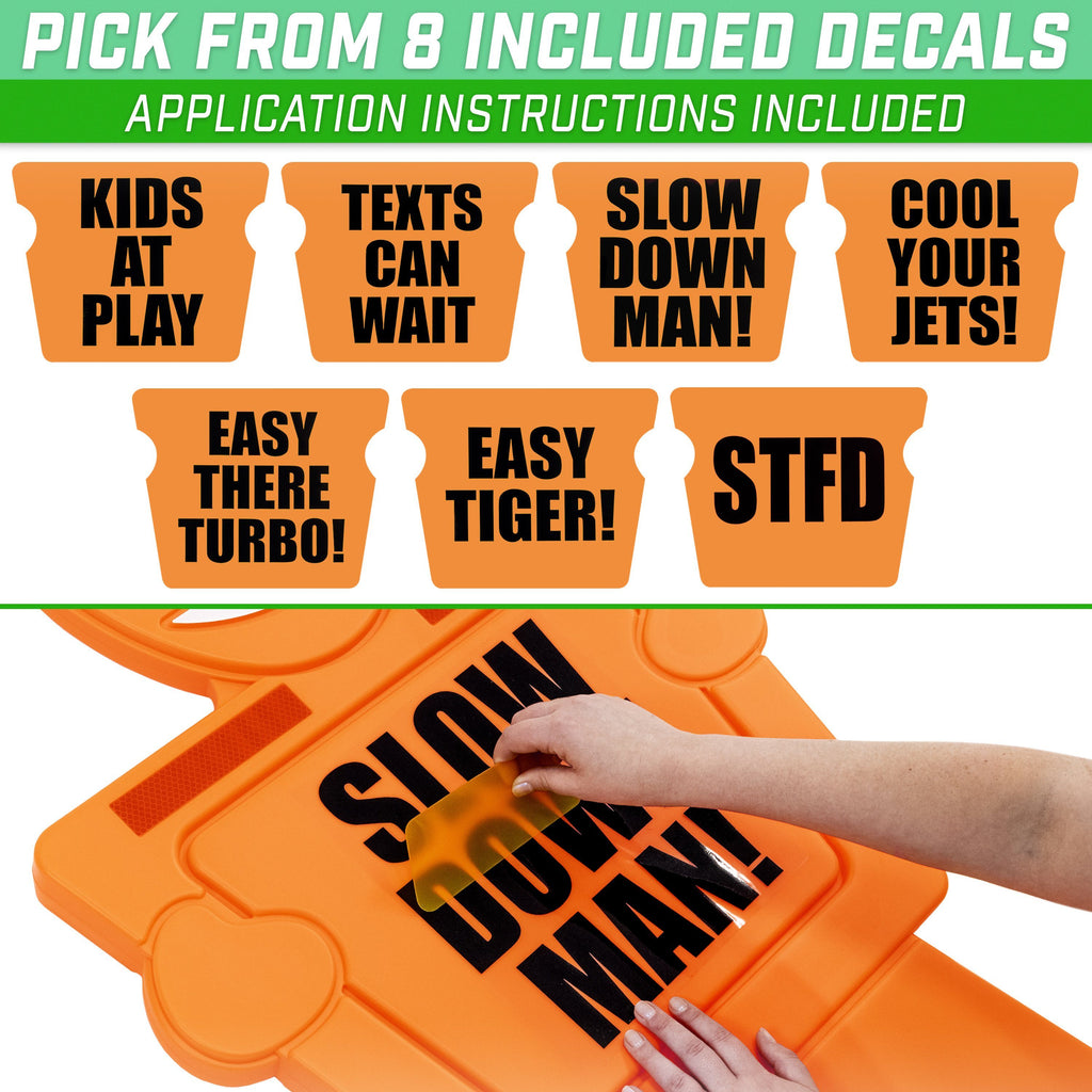 GoSports SlowDownMan! Street Safety Sign - 3ft High Visibility Kids at Play Signage for Neighborhoods with 8 Decal Options and Flag playgosports.com 