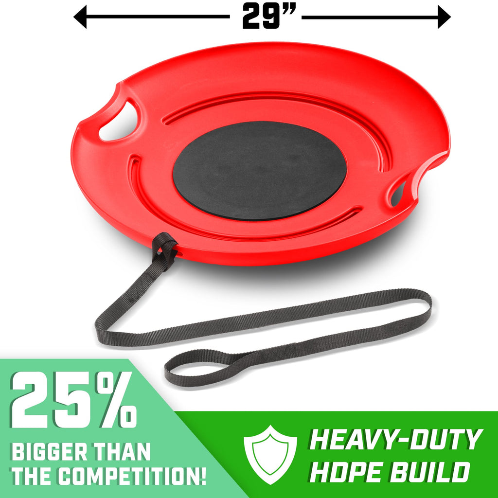 GoSports 29" Heavy Duty Winter Snow Saucer with Padded Seat and Tow Strap - Red Playgosports.com 