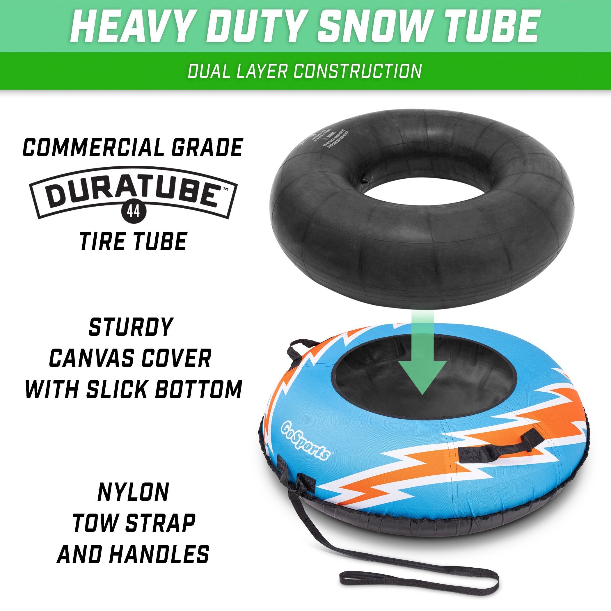 a tube and a tube tube with the text, ' heavy snow tube '