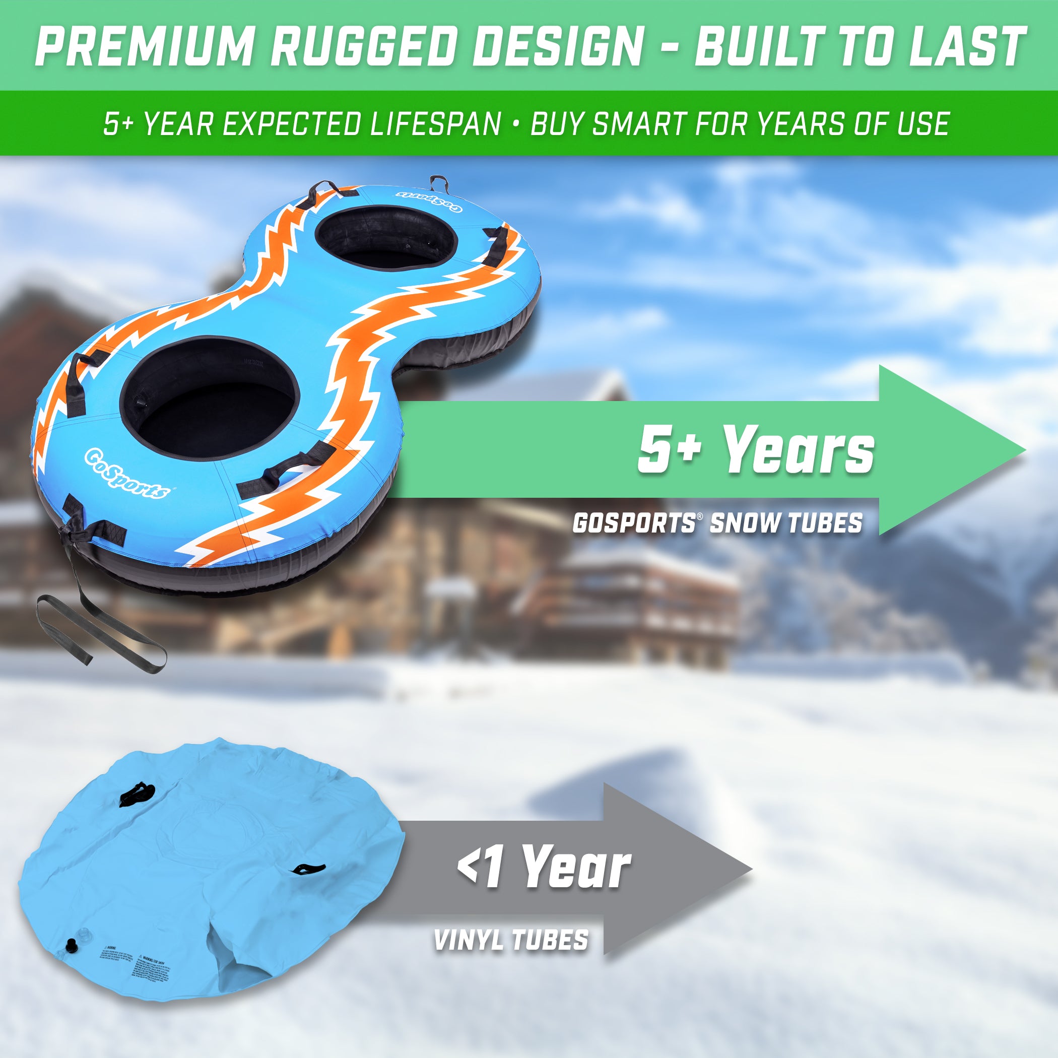 inflatable two person snow tube 5 years vinyl tubes 1 year