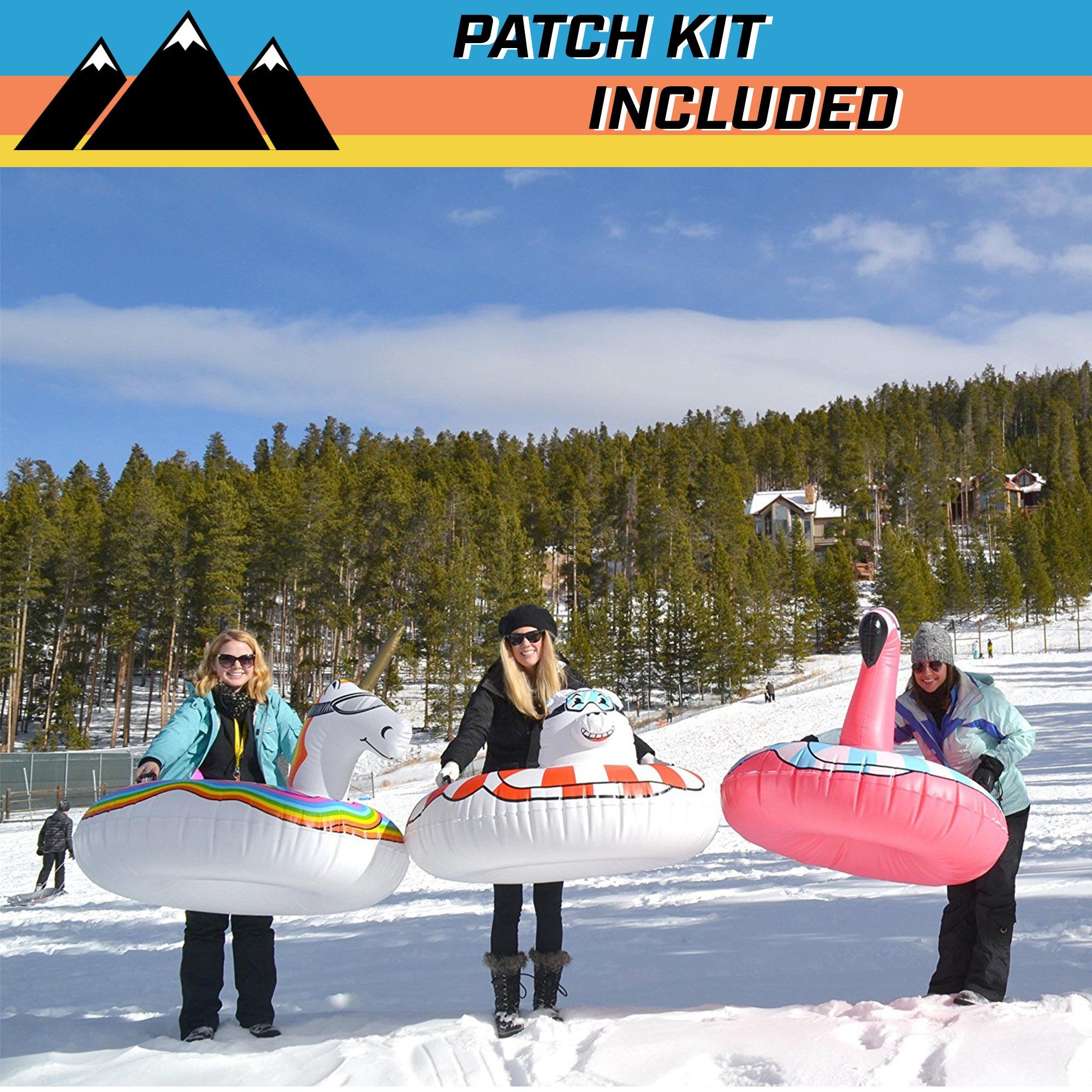 a group of people holding inflatables