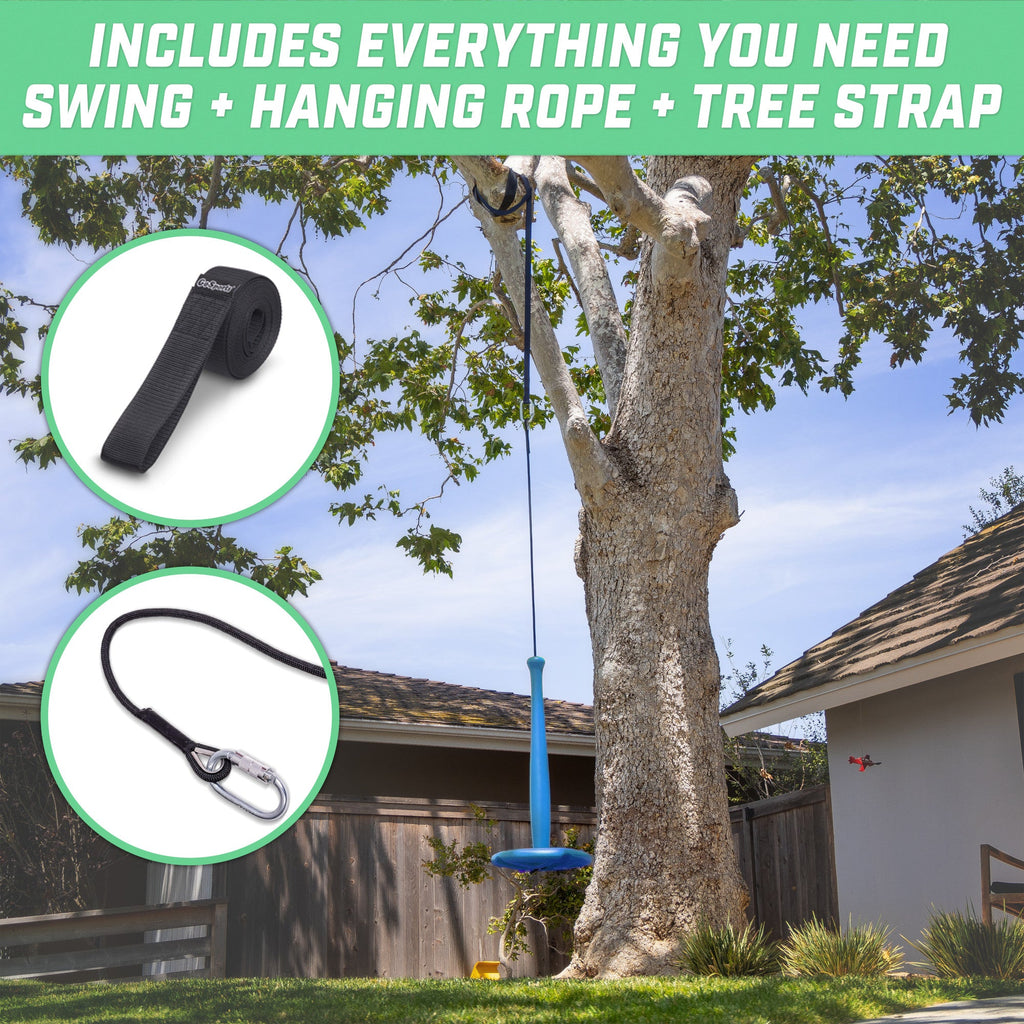 GoSports Free Flight Modern Tree Swing with Rope and Carabiner - Blue Swing playgosports.com 
