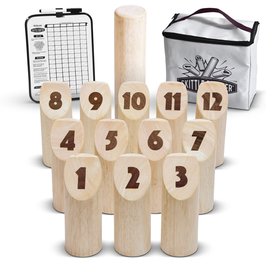 GoSports Skittle Scatter Numbered Block Toss Game with Scoreboard and Tote Bag | Fun Outdoor Game for All Ages Skittle Scatter playgosports.com 