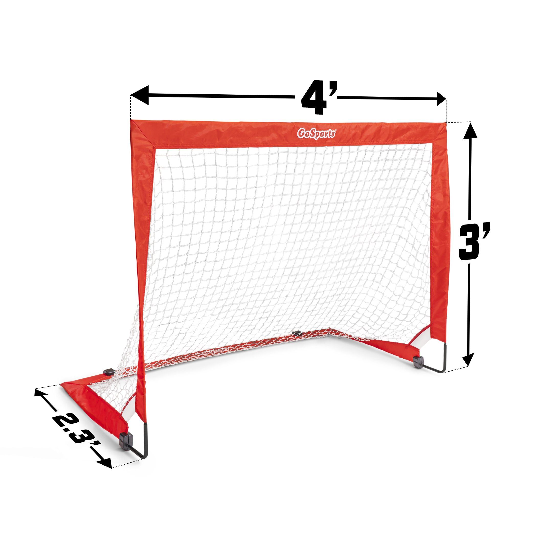 the goal net is shown with the measurements