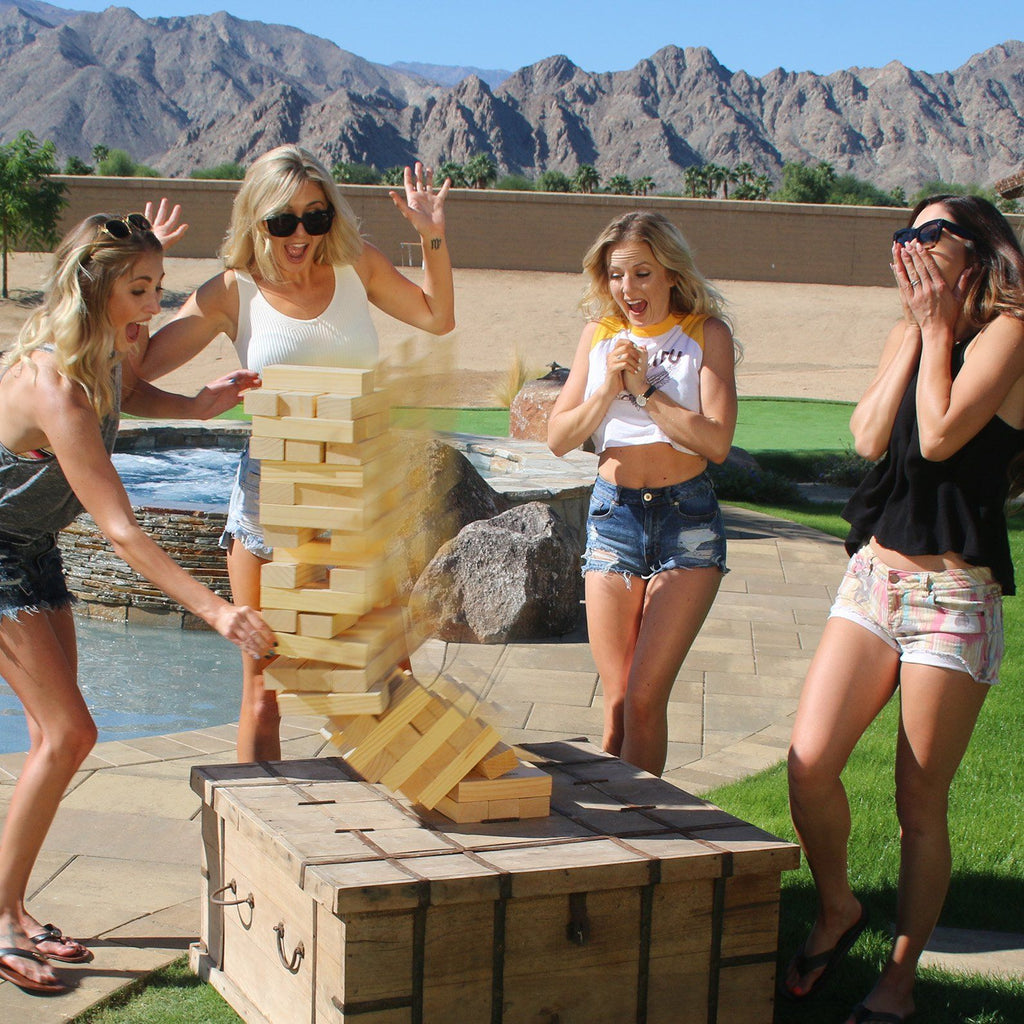 GoSports Giant Wooden Toppling Tower | Made from Premium Tropical Hardwood Toppling Tower playgosports.com 