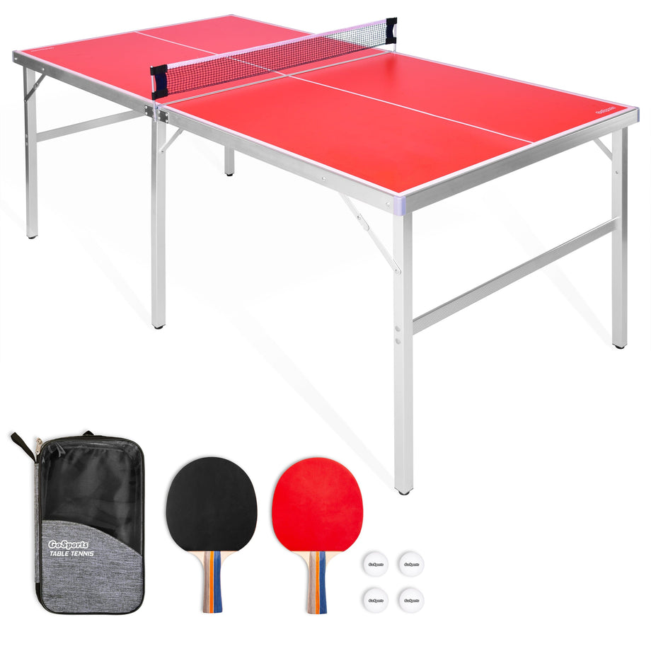 GoSports 6 ft x 3 ft Mid-size Table Tennis Game - Red