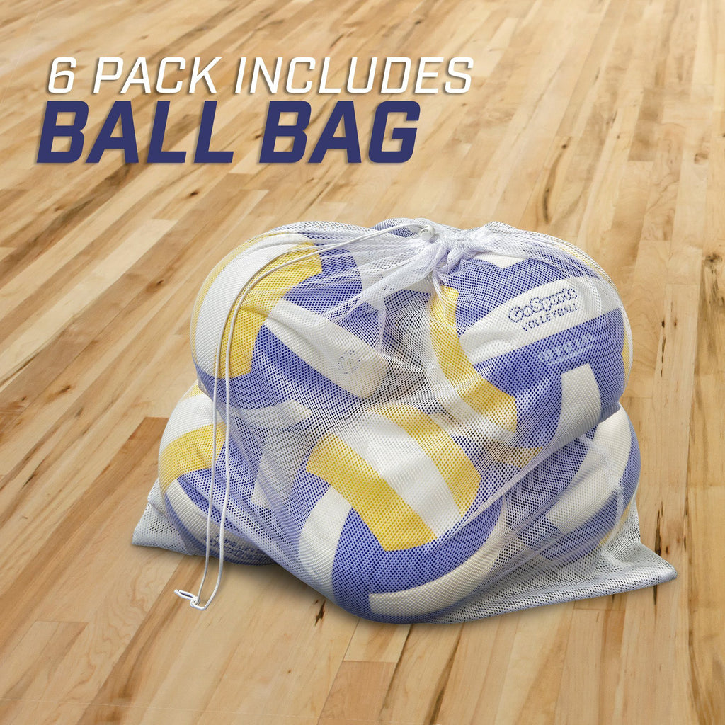 GoSports Indoor Competition Volleyball 6 Pack - Made From Synthetic Leather - Includes Ball Pump & Carrying Bag Volleyball playgosports.com 