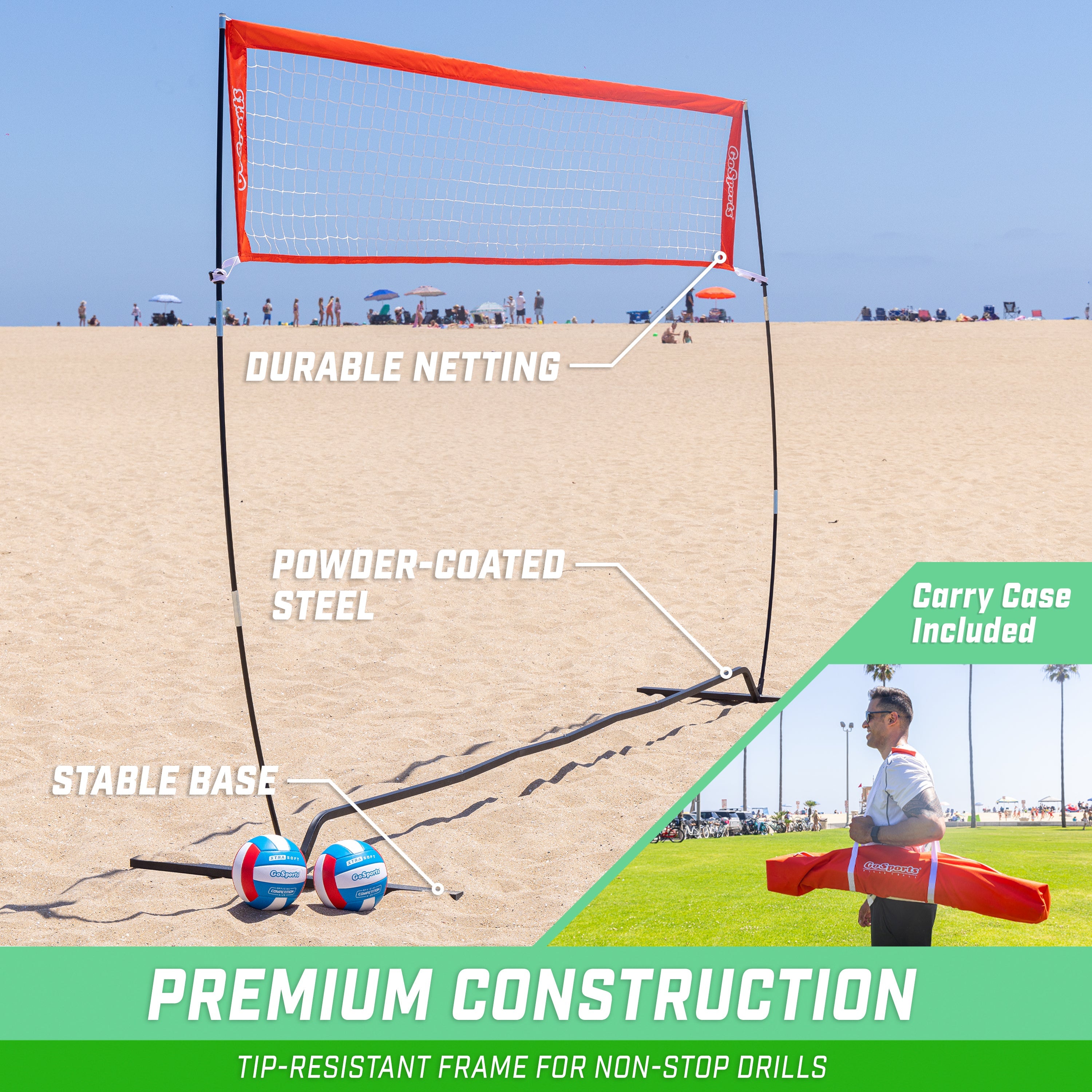 a man is playing volleyball on the beach