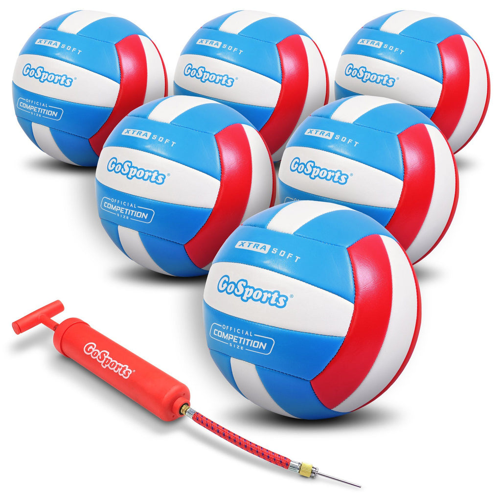 GoSports Soft Touch Recreational Volleyball 6 Pack | Regulation Size for Indoor or Outdoor Play | Includes Ball Pump & Carrying Bag Volleyball playgosports.com 