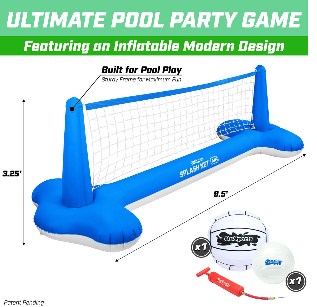 GoSports Splash Net Air, Inflatable Pool Volleyball Game – Includes Floating Net, Water Volleyballs and Ball Pump Volleyball playgosports.com 
