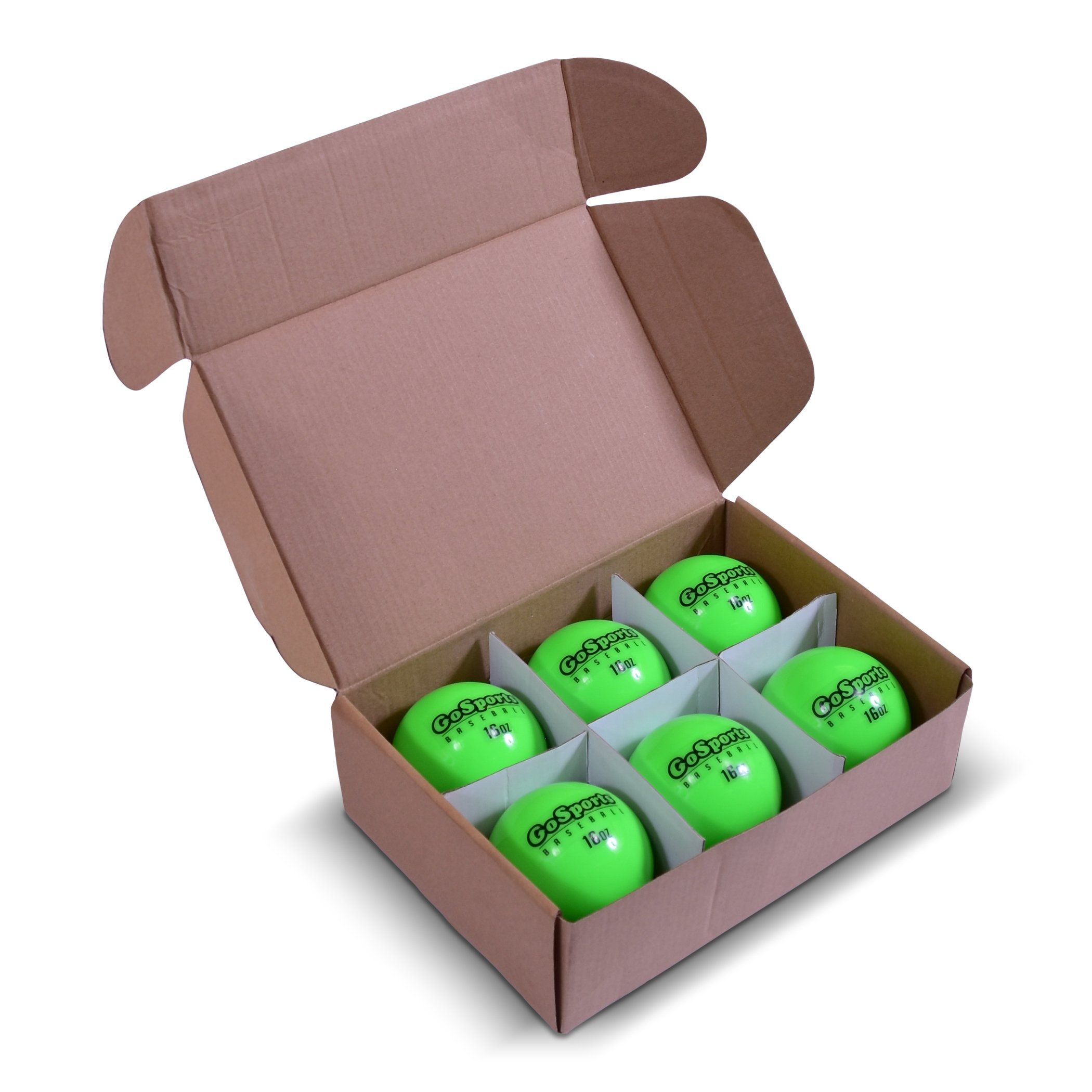 a box of green christmas ornaments