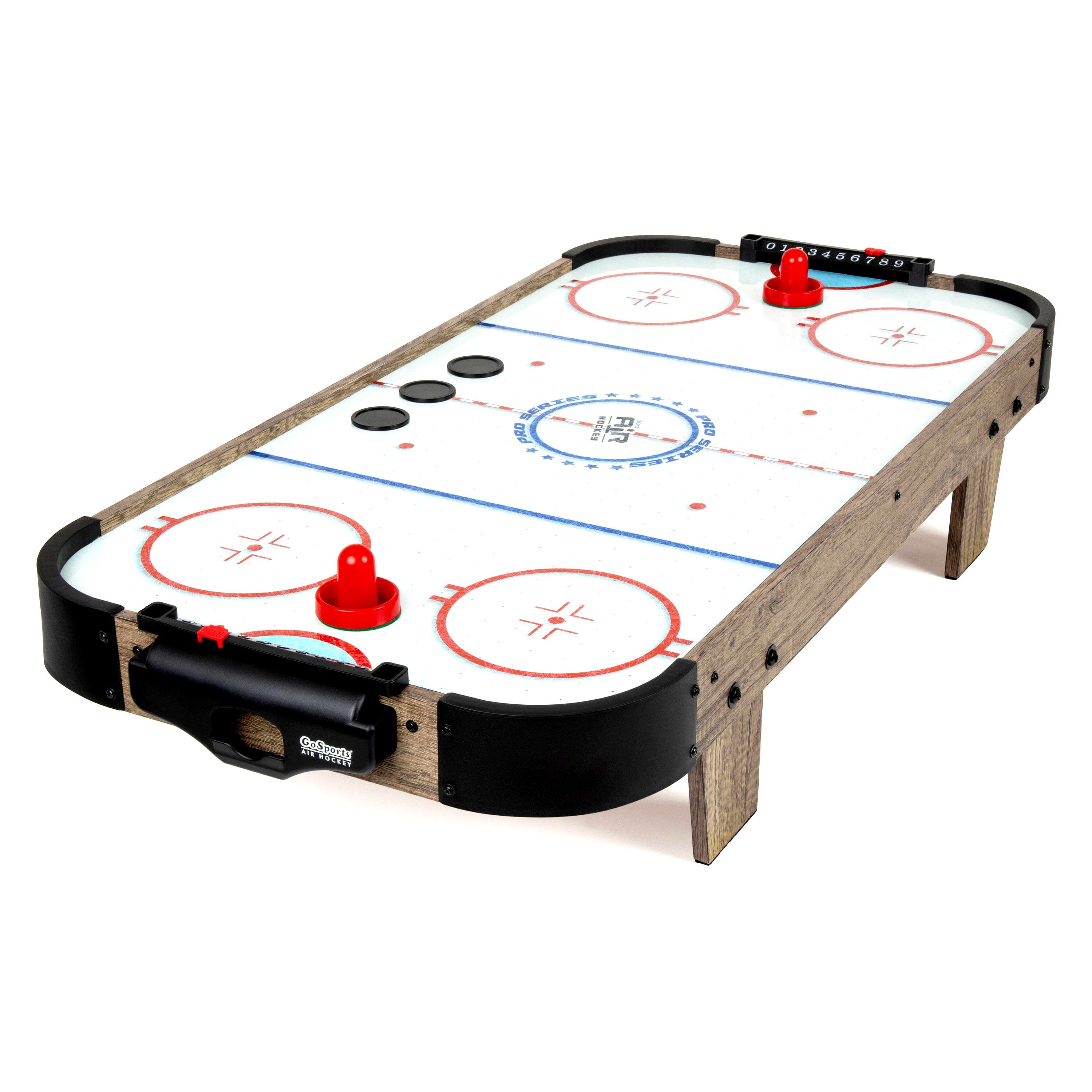 a table with a hockey game on it