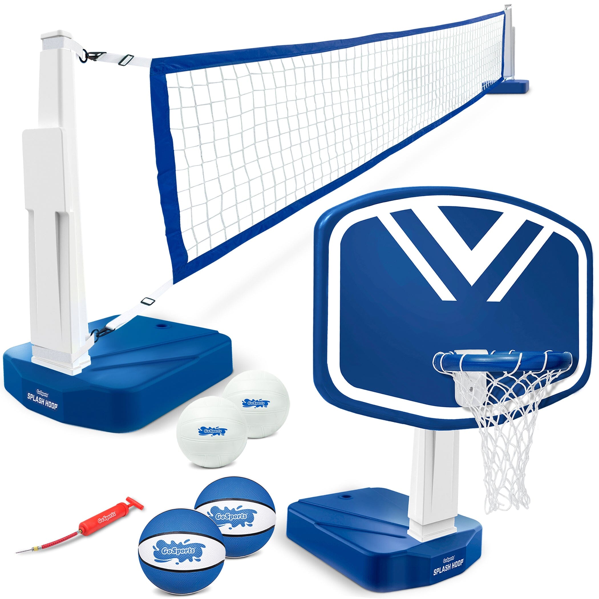 a set of volleyball equipment including a net, ball and a ball