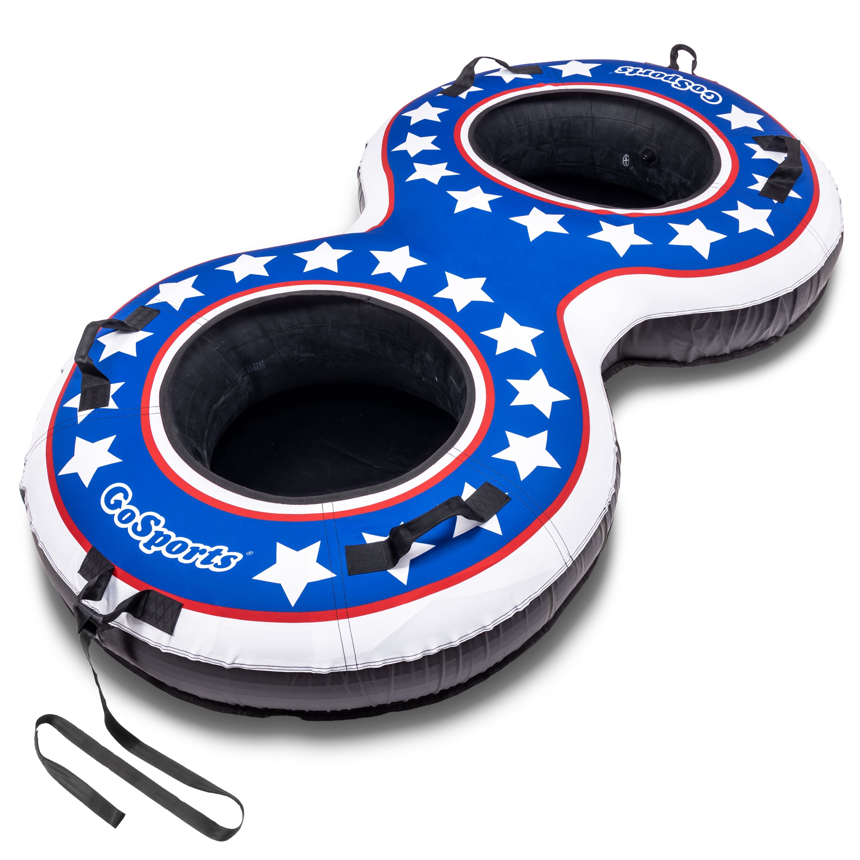 a pair of inflatables with a flag design