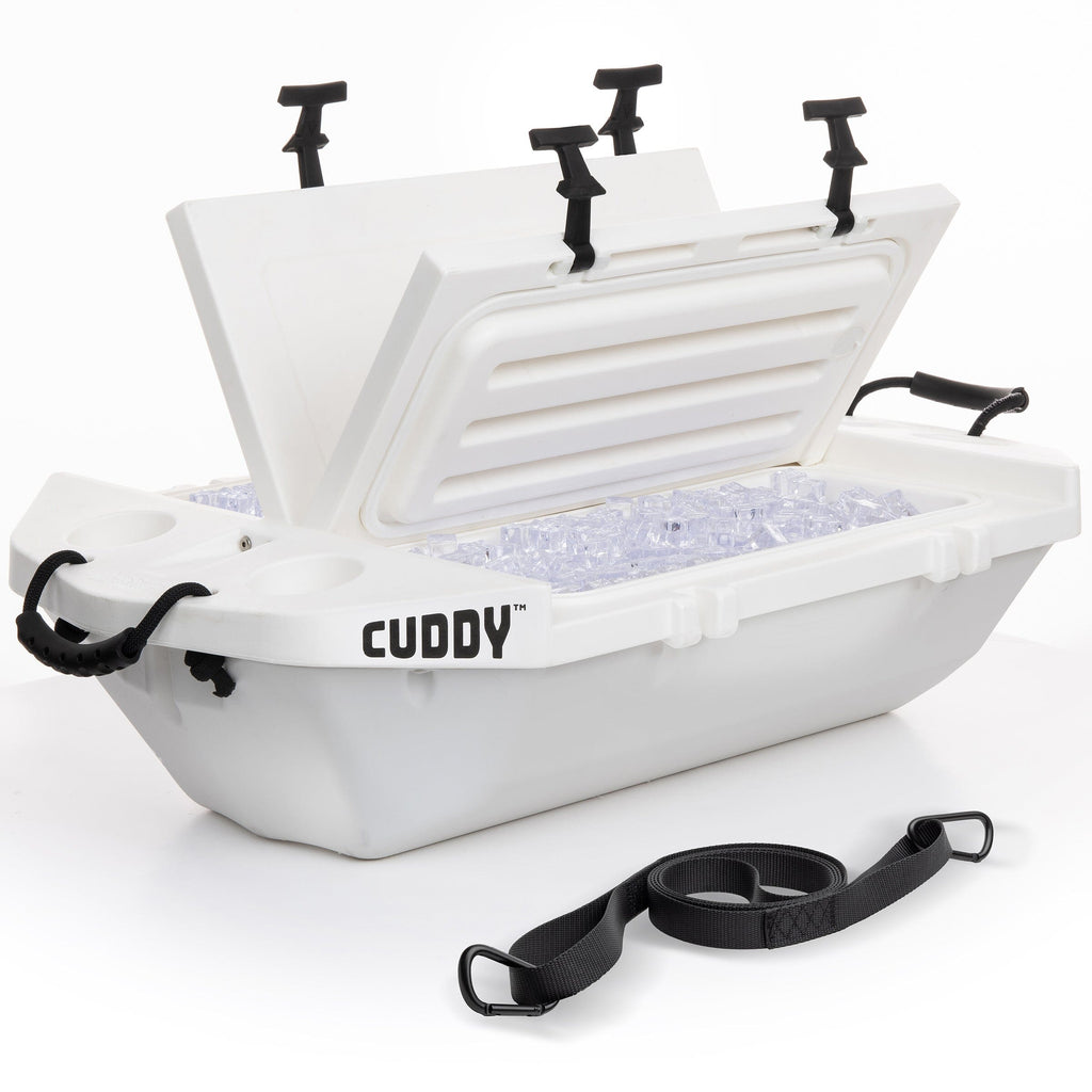 Cuddy Floating Cooler and Dry Storage Vessel – 40QT – Amphibious Hard Shell Design, White Playgosports.com 